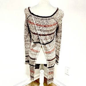 Free People Beach Comb Wrap Striped Tunic Sweater Dress Oversized XS